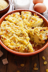 Millet casserole with raisins