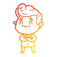 warm gradient line drawing happy cartoon man