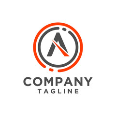 Letter logo design vector icon with circle line. Minimalist style