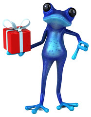 Fun blue frog - 3D Illustration