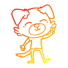 warm gradient line drawing cartoon dog