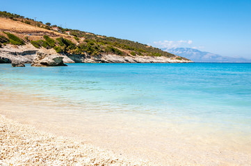 Fototapeta na wymiar Zakynthos Island, Greece. A pearl of the Mediterranean with beaches and coasts suitable for unforgettable sea holidays. xigia beach