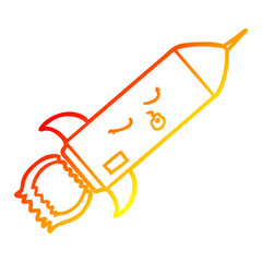 warm gradient line drawing cartoon rocket