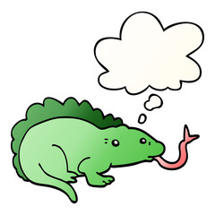 cartoon lizard and thought bubble in smooth gradient style