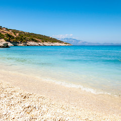 Fototapeta na wymiar Zakynthos Island, Greece. A pearl of the Mediterranean with beaches and coasts suitable for unforgettable sea holidays. Xigia beach.