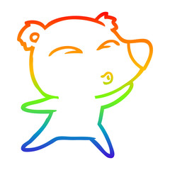 rainbow gradient line drawing cartoon whistling bear