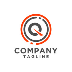 Fototapeta premium Letter logo design vector icon with circle line. Minimalist style