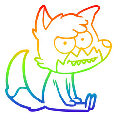 rainbow gradient line drawing cartoon grinning fox