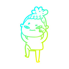 cold gradient line drawing cartoon woman