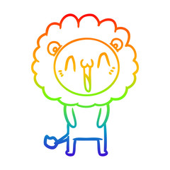 rainbow gradient line drawing happy cartoon lion