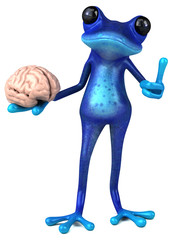 Fun blue frog - 3D Illustration