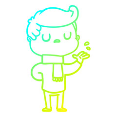 cold gradient line drawing cartoon aloof man