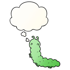 cartoon caterpillar and thought bubble in smooth gradient style