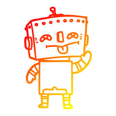 warm gradient line drawing cartoon robot