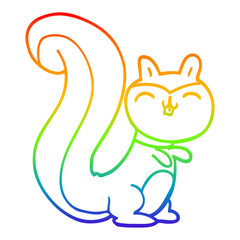 rainbow gradient line drawing cartoon happy squirrel
