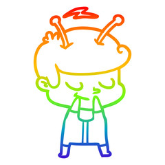 rainbow gradient line drawing self conscious cartoon spaceman