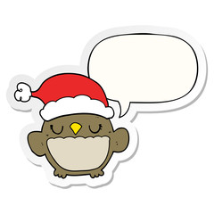 cute christmas owl and speech bubble sticker