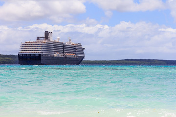 Cruise ship anchored off Easo beach