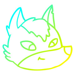 cold gradient line drawing cartoon wolf face