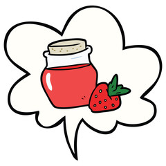 cartoon jar of strawberry jam and speech bubble