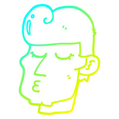 cold gradient line drawing cartoon handsome man