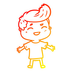 warm gradient line drawing cartoon man laughing