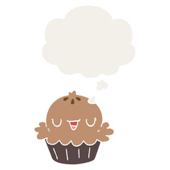 cute cartoon pie and thought bubble in retro style