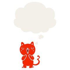 cartoon cat and thought bubble in retro style