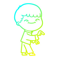 Obraz premium cold gradient line drawing cartoon happy boy