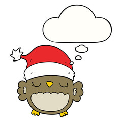 cute christmas owl and thought bubble