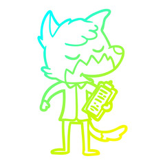 cold gradient line drawing friendly cartoon fox manager