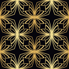 Art Deco golden seamless vintage wallpaper pattern. Geometric decorative background