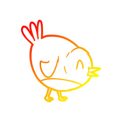 warm gradient line drawing cartoon robin bird