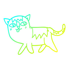 cold gradient line drawing cartoon funny cat