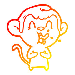 warm gradient line drawing crazy cartoon monkey