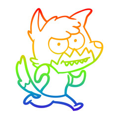rainbow gradient line drawing cartoon grinning fox