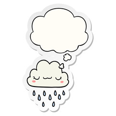 cartoon storm cloud and thought bubble as a printed sticker