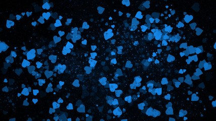 Bokeh glitter stars lights background. dark blue and black.
