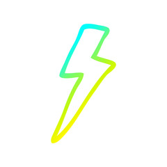 cold gradient line drawing cartoon lightning bolt