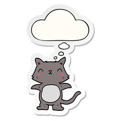 cartoon cat and thought bubble as a printed sticker