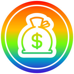 sack of money circular in rainbow spectrum