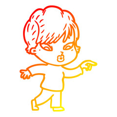 warm gradient line drawing cartoon woman