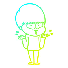cold gradient line drawing cartoon happy boy
