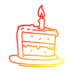 warm gradient line drawing cartoon birthday cake