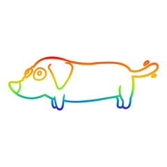 rainbow gradient line drawing little dog