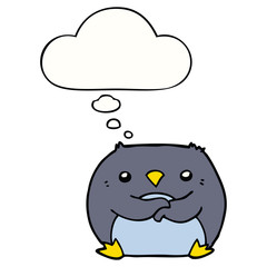 cartoon penguin and thought bubble