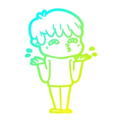 cold gradient line drawing cartoon man confused