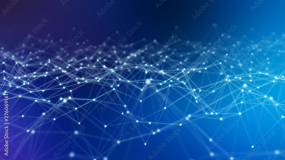 Leinwandbilder abstract connection blue background network 3d rendering