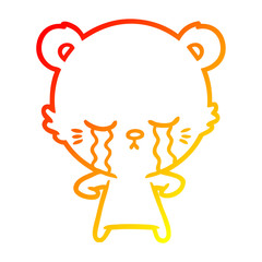 warm gradient line drawing crying cartoon polarbear