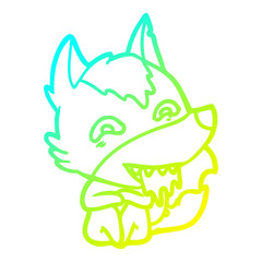 cold gradient line drawing cartoon hungry wolf